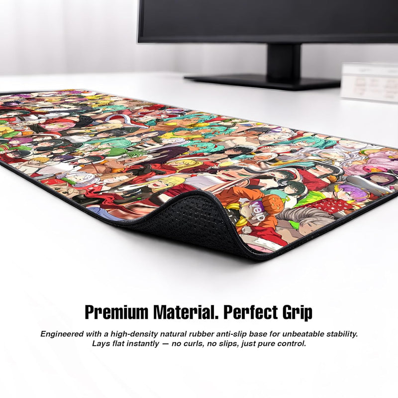 KRAGGEN Anime Universe Extended Mousepad: High-Definition Character Collage Mat
