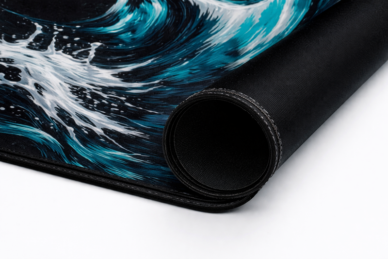 Kraken Ocean Battle Extended Mouse Pad – L Gaming Desk Mat with Pirate Ship Design | Anti-Slip Rubber Base, Waterproof Surface, Stitched Edges | 23x11 Inch Desk Mat for Gaming & Work